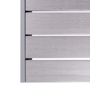 Vanage Alu Gartentisch Helsinki - Polywood Esstisch mit Aluminiumgestell - Tisch als Balkontisch und Terrassentisch nutzbar - Tischplatte mit Holzoptik, silber, 150 x 90 cm - 
