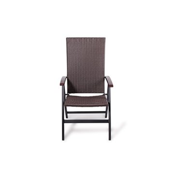 Vanage Gartenstuhl - Klappstuhl GS-geprüft & verstellbar - Garten-Möbel Outdoor Rattan-Sessel - hochwertiger Relaxsessel für Balkon & Terrasse, braun - 