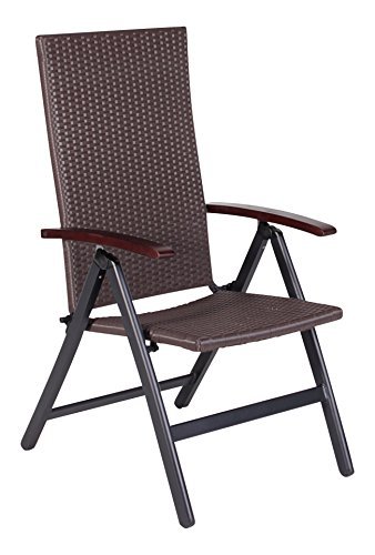 Vanage Gartenstuhl - Klappstuhl GS-geprüft & verstellbar - Garten-Möbel Outdoor Rattan-Sessel - hochwertiger Relaxsessel für Balkon & Terrasse, braun -