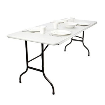Vanage Gartentisch Fred - Klapptisch gut geeignet als Partytisch oder Buffettisch für Garten, Terrasse und Balkon - Tisch aus Kunststoff ist zusammenklappbar inkl. Tragegriff, weiß - 