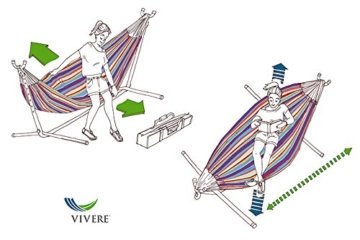 Vivere Doppel Baumwolle Hängematte mit Hängemattengestell 250 cm, Oase - 