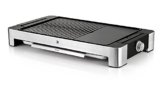 WMF LONO Tischgrill flach & gerippt, variable Temperatureinstellung, inkl. Grillzange, 2300 W, cromargan matt/silber -