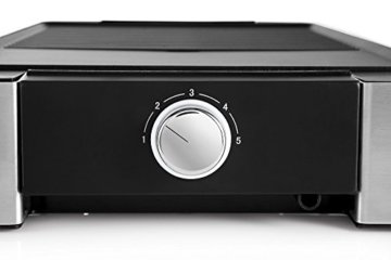 WMF LONO Tischgrill flach & gerippt, variable Temperatureinstellung, inkl. Grillzange, 2300 W, cromargan matt/silber - 