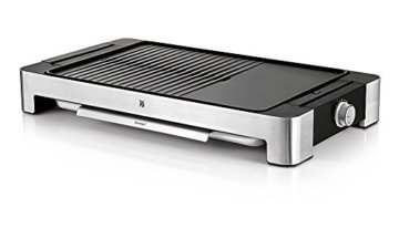 WMF LONO Tischgrill flach & gerippt, variable Temperatureinstellung, inkl. Grillzange, 2300 W, cromargan matt/silber -
