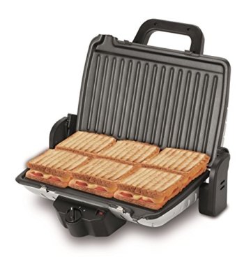 XL Profi Kontaktgrill Elektrogrill Sandwichtoaster 180° aufklappbar Grill Tischgrill Temperatur Regler 140°C - 200°C - 280°C Herausnehmbare und abwaschbare Grill Platten - 