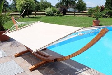 XXL Luxus Hängemattengestell aus Holz Lärche Hängematte Modell: 'DOMINICA' 410cm mit Stabhängematte von AS-S - 
