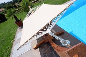 XXL Luxus Hängemattengestell aus Holz Lärche Hängematte Modell: 'DOMINICA' 410cm mit Stabhängematte von AS-S - 