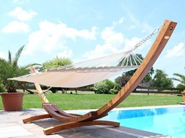 XXL Luxus Hängemattengestell aus Holz Lärche Hängematte Modell: 'DOMINICA' 410cm mit Stabhängematte von AS-S - 