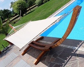 XXL Luxus Hängemattengestell aus Holz Lärche Hängematte Modell: 'DOMINICA' 410cm mit Stabhängematte von AS-S - 