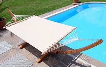 XXL Luxus Hängemattengestell aus Holz Lärche Hängematte Modell: 'DOMINICA' 410cm mit Stabhängematte von AS-S - 