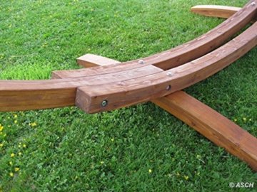 XXL Luxus Hängemattengestell aus Holz Lärche Hängematte Modell: 'DOMINICA' 410cm mit Stabhängematte von AS-S - 