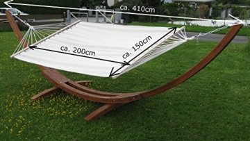 XXL Luxus Hängemattengestell aus Holz Lärche Hängematte Modell: 'DOMINICA' 410cm mit Stabhängematte von AS-S - 