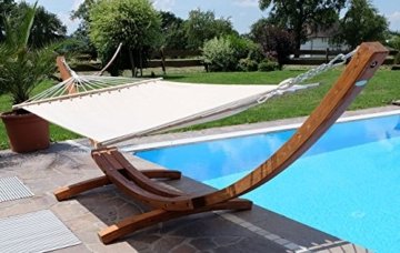 XXL Luxus Hängemattengestell aus Holz Lärche Hängematte Modell: 'DOMINICA' 410cm mit Stabhängematte von AS-S - 