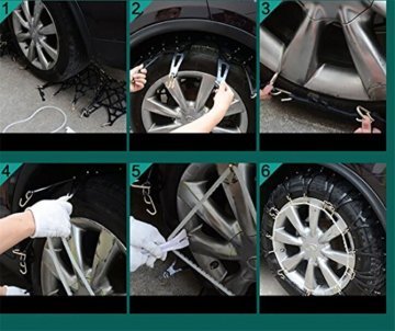 Schneeketten, 2x Wrcibo Full Surround Reifen Zubehör Anti-Rutsch-Ketten Reifen Schneeketten Anti-Gleitketten Radketten für Autos, Fahrzeug, SUV - 