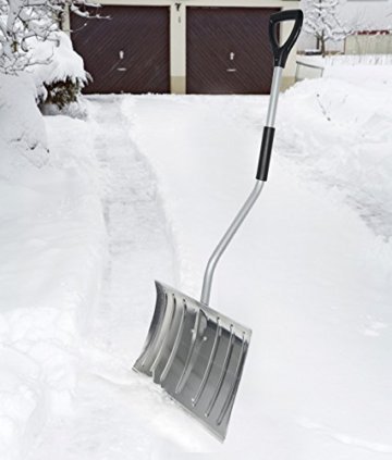 WOLTU #145 Schneeschaufel Schneeschieber Schneeschippe Aluminium Schaufel mit Thermogriff Länge:130cm(2751 Silber) - 