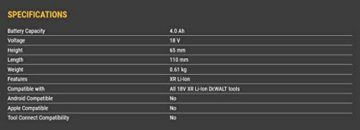 Dewalt XR Akku-Schlagschrauber DCF899NT (1 x Akkuschrauber Li-Ion 18 V) + Ersatz-Akku (18,0 Volt/ 4,0 Ah XR Li-Ion, kompatibel mit allen 18,0 Volt XR Akku-Maschinen von DeWalt) DCB182 - 5