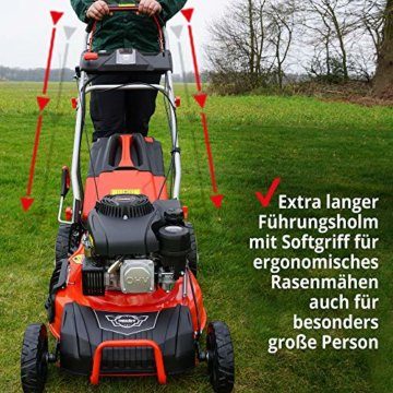 HECHT 5-IN-1 Benzin Rasenmäher – leistungsstarker 4 Takt Eco Motor - Mit Radantrieb – Elektrostart – 46 cm Schnittbreite – bis 1200m² – patentierte Räder mit Extra Grip – Mulchmäher, Rasenmäher Benzin - 7