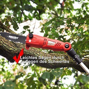 HECHT Elektro-Hochentaster 971 W Ast-Kettensäge Profi-Astsäge Teleskop Motorsäge inkl. Tragegurt (750 Watt, Schwertlänge: 24 cm, Arbeitshöhe: bis ca 4 m) - 3