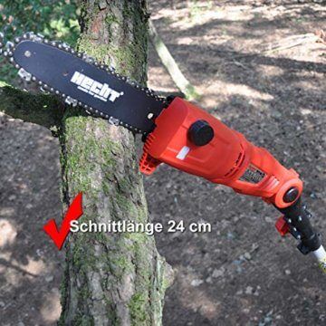 HECHT Elektro-Hochentaster 971 W Ast-Kettensäge Profi-Astsäge Teleskop Motorsäge inkl. Tragegurt (750 Watt, Schwertlänge: 24 cm, Arbeitshöhe: bis ca 4 m) - 8
