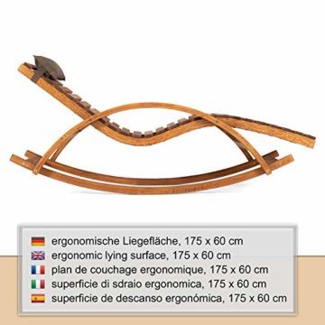 Ampel 24 Relax Schaukelstuhl Belo, Relaxliege mit Armlehnen und Kopfkissen, Gartenliege komplett aus Holz, Stuhl mit Querlatten - 2