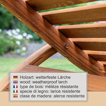 Ampel 24 Relax Schaukelstuhl Belo, Relaxliege mit Armlehnen und Kopfkissen, Gartenliege komplett aus Holz, Stuhl mit Querlatten - 3