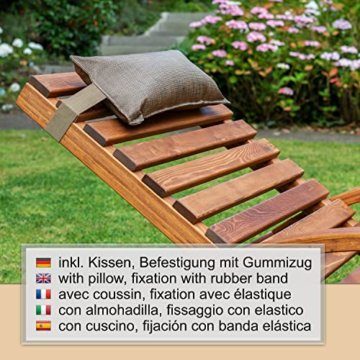 Ampel 24 Relax Schaukelstuhl Belo, Relaxliege mit Armlehnen und Kopfkissen, Gartenliege komplett aus Holz, Stuhl mit Querlatten - 4