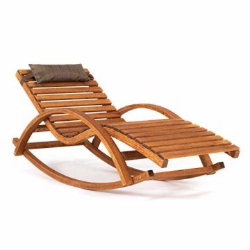 Ampel 24 Relax Schaukelstuhl Belo, Relaxliege mit Armlehnen und Kopfkissen, Gartenliege komplett aus Holz, Stuhl mit Querlatten - 1