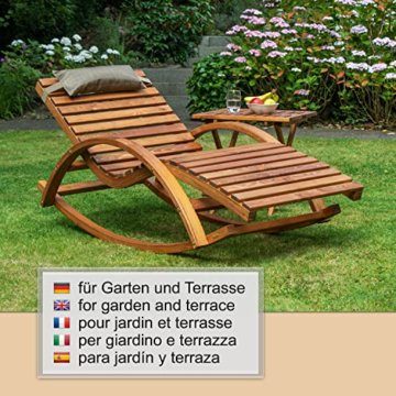 Ampel 24 Relax Schaukelstuhl Belo, Relaxliege mit Armlehnen und Kopfkissen, Gartenliege komplett aus Holz, Stuhl mit Querlatten - 6