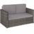 TecTake 800884 Poly Rattan Lounge Set, 2-Sitzer Sofa mit Rückenlehne, großer Hocker mit klappbarer Stütze, inkl. Dicke Auflagen, Gartenmöbel Set für Garten & Terrasse (Grau | Nr. 403884) - 4