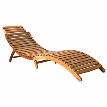 vidaXL Akazienholz Massiv Sonnenliege Klappbar Gartenliege Liegestuhl Holzliege Liege Gartenmöbel Saunaliege Relaxliege Strandliege Braun - 1