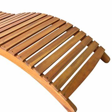 vidaXL Akazienholz Massiv Sonnenliege Klappbar Gartenliege Liegestuhl Holzliege Liege Gartenmöbel Saunaliege Relaxliege Strandliege Braun - 9