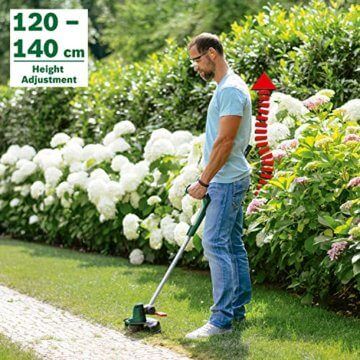Bosch Akku Rasentrimmer UniversalGrassCut 18V-260 (1x Akku 2,0 Ah, 18 Volt System, Schnittkreisdurchmesser: 26 cm, verstellbare Handgriffe, im Karton) & Bosch Akku Pack PBA 18V 4.0Ah W-C - 4