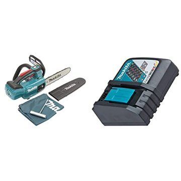 Makita DUC254Z Akku-Kettensäge 18 V (ohne Akku, ohne Ladegerät) & Ladegerät DC18RC für 14,4 Volt und 18 Volt Schiebeakkus, 195584-2 - 1