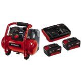 Einhell 4020450 TE-AC 36/6/8 Li OF Set-Solo Akku-Kompressor, Rot, Schwarz + Starter Kit Akku und Ladegerät Power X-Change, 18 V, 2x3,0 Ah Akku - 1