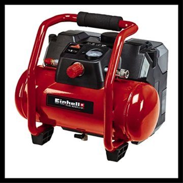 Einhell 4020450 TE-AC 36/6/8 Li OF Set-Solo Akku-Kompressor, Rot, Schwarz + Starter Kit Akku und Ladegerät Power X-Change, 18 V, 2x3,0 Ah Akku - 4
