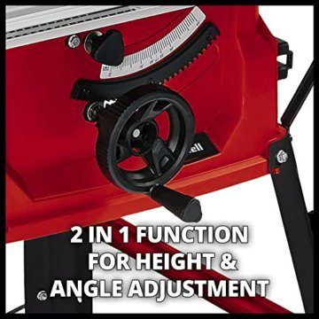 Einhell Tischkreissäge TC-TS 2025/2 U (Neuheit 2020), (max. 2.000 Watt, Verstellung für Höhe/Neigung des Präzisionssägeblatts, Parallelanschlag, Winkelanschlag +/- 60°,Auflagefläche l./r.), Rot/Silber - 2