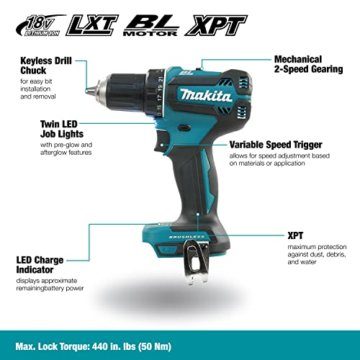 Makita DDF485Z Akku-Bohrschrauber 18 V (ohne Akku, ohne Ladegerät), Blau/Silber - 2
