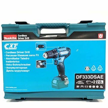 Makita DF333DSAE Akku-Bohrschrauber 12 V max. / 2,0 Ah, 2 Akkus + Ladegerät im Transportkoffer - 6