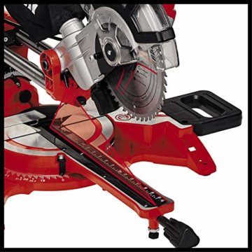 Einhell Zug-Kapp-Gehrungssäge TC-SM Dual (Neuheit 2020) (1.500 W, Ø210 x Ø30 mm Sägeblatt, 31 cm/21 cm Schnittbreite 90°/45°, Zugfunktion, Spannvorrichtung, inkl. Hartmetall-Sägeblatt) True Red - 3