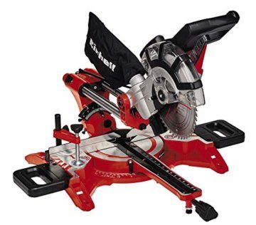 Einhell Zug-Kapp-Gehrungssäge TC-SM Dual (Neuheit 2020) (1.500 W, Ø210 x Ø30 mm Sägeblatt, 31 cm/21 cm Schnittbreite 90°/45°, Zugfunktion, Spannvorrichtung, inkl. Hartmetall-Sägeblatt) True Red - 1