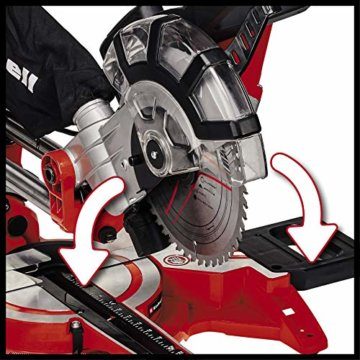 Einhell Zug-Kapp-Gehrungssäge TC-SM Dual (Neuheit 2020) (1.500 W, Ø210 x Ø30 mm Sägeblatt, 31 cm/21 cm Schnittbreite 90°/45°, Zugfunktion, Spannvorrichtung, inkl. Hartmetall-Sägeblatt) True Red - 5