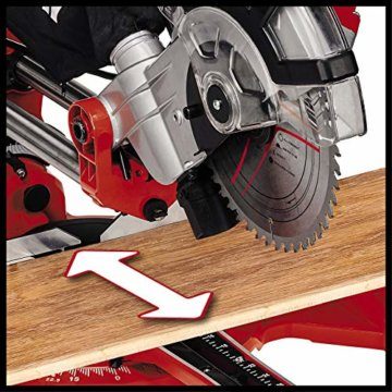 Einhell Zug-Kapp-Gehrungssäge TC-SM Dual (Neuheit 2020) (1.500 W, Ø210 x Ø30 mm Sägeblatt, 31 cm/21 cm Schnittbreite 90°/45°, Zugfunktion, Spannvorrichtung, inkl. Hartmetall-Sägeblatt) True Red - 6