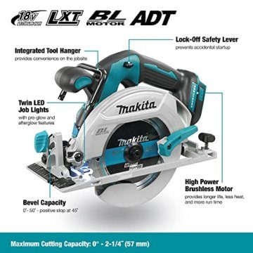 Makita DHS680Z Akku-Handkreissäge 57mm 18 V (ohne Akku, ohne Ladegerät), Blau, Silber - 2