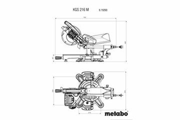 Metabo Kappsäge KGS 216 M (Kapp- und Gehrungssäge mit Zugfunktion, 619260000) 1500 W, 216mm Sägeblatt-Ø, mit Laser und LED-Arbeitslicht, im Karton - 7