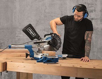 Scheppach HM254 Kappzugsäge mit Softstart & Laser - 2000W Leistung |Ø 255mm Sägeblatt | Schnittbreite/höhe: 340mm x 90mm | Drehtisch mit Schnellarretierung | Kappsäge Gehrungssäge | inkl. 2. Sägeblatt - 5