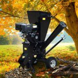 BRAST Benzin Häcksler Gartenhäcksler 11kW (15PS) 420ccm Deichsel 22 Messer extra große Räder Schredder Motor-Häcksler - 1