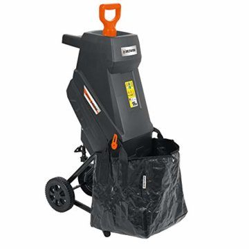 DELTAFOX Elektro Messerhäcksler - DG-EKS 2445-2400 W - inkl. 45 ltr Fangsack - 12 kg leicht - Laufräder mit Radabdeckung - Gartenhäcksler für 45 mm Äste - Schredder - 5