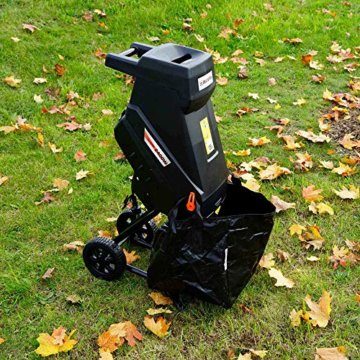 DELTAFOX Elektro Messerhäcksler - DG-EKS 2445-2400 W - inkl. 45 ltr Fangsack - 12 kg leicht - Laufräder mit Radabdeckung - Gartenhäcksler für 45 mm Äste - Schredder - 7