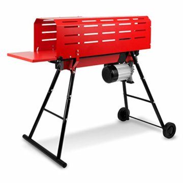 EBERTH Holzspalter Brennholzspalter Hydraulikspalter Elektrisch 2200W, mit Unterbau, 7t Spaltkraft und Käfig, max. bis 52cm Holzlänge und 25cm Durchmesser, Transporträder, 230V, Liegend - 2