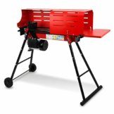 EBERTH Holzspalter Brennholzspalter Hydraulikspalter Elektrisch 2200W, mit Unterbau, 7t Spaltkraft und Käfig, max. bis 52cm Holzlänge und 25cm Durchmesser, Transporträder, 230V, Liegend - 1